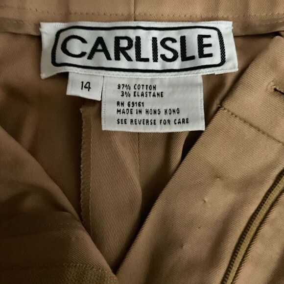 Carlisle Pantsuit Jacket Capri Pants Camel Safari Tan Cotton Blend Women Size 14 - Picture 4 of 15